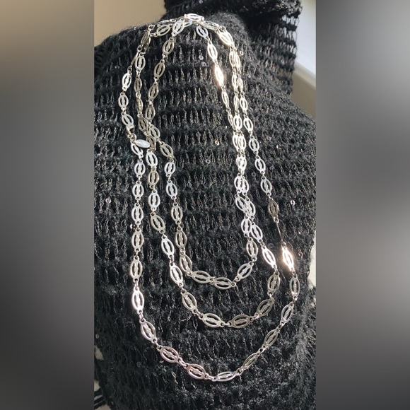 Park Lane Silver Tone Floral Embossed Chain Necklace - Picture 6 of 8